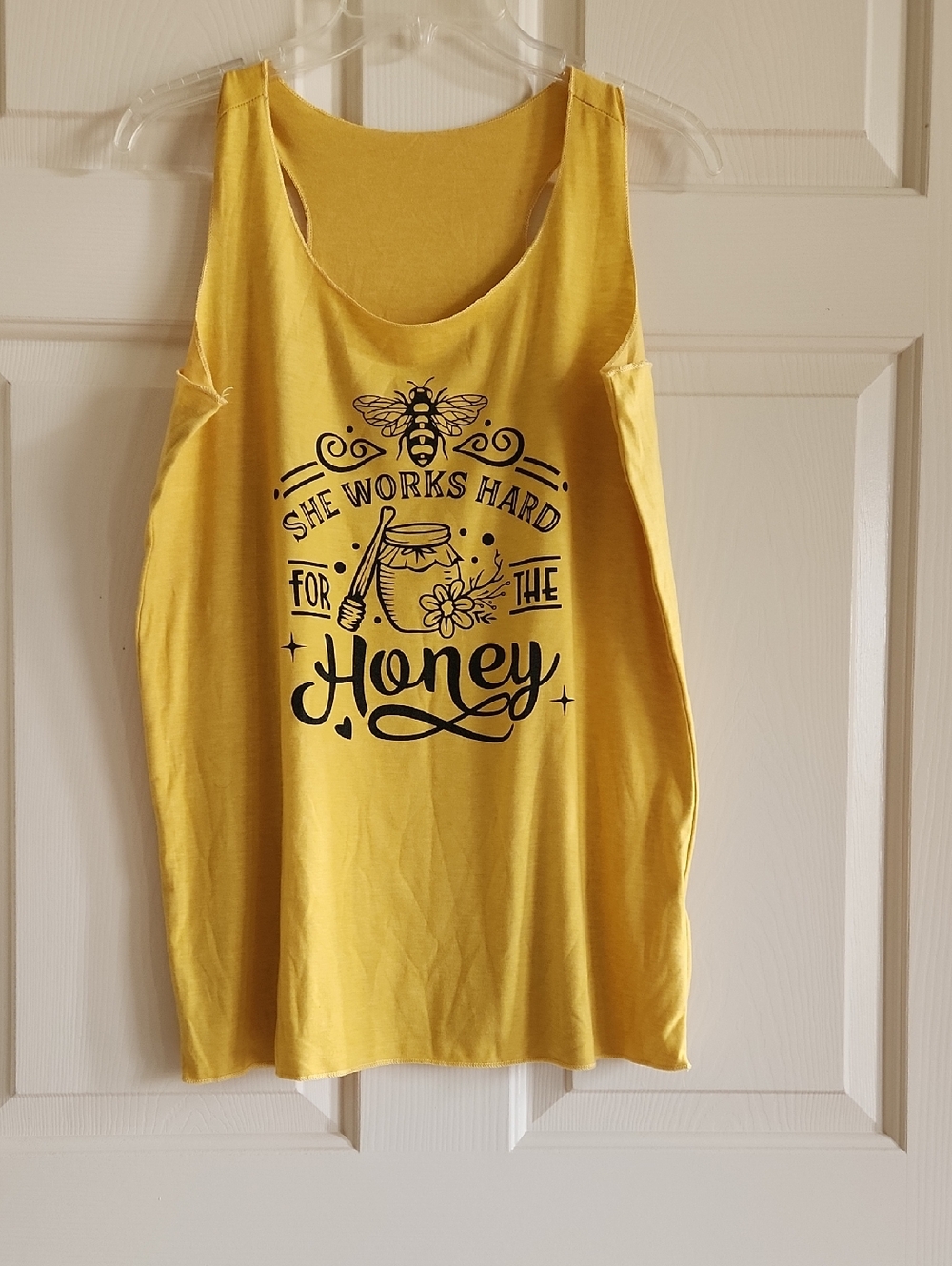 Yellow Graphic Tank Top - She Works Hard For The Honey